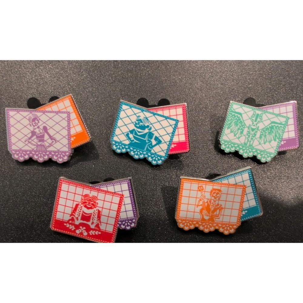 Disney Coco Character Pin Set Multicolor Lot of 5 Grid Design